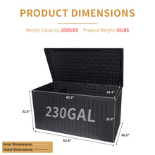 Load image into Gallery viewer, 230 Gallon Resin Outdoor Deck Box Waterproof, Extra Large Patio Storage Box with Lockable Storage Containers for Patio Furniture Cushions, Pool Accessories, Garden Tools