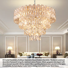 Load image into Gallery viewer, Chrome Luxury Crystal Chandelier for Dining Room, 32-Inch Modern Ceiling Light, French Empire Style with Premium K9 Crystals, Elegant Chrome Finish, Perfect for Living Room or Bedroom, 21-Light Fixtur
