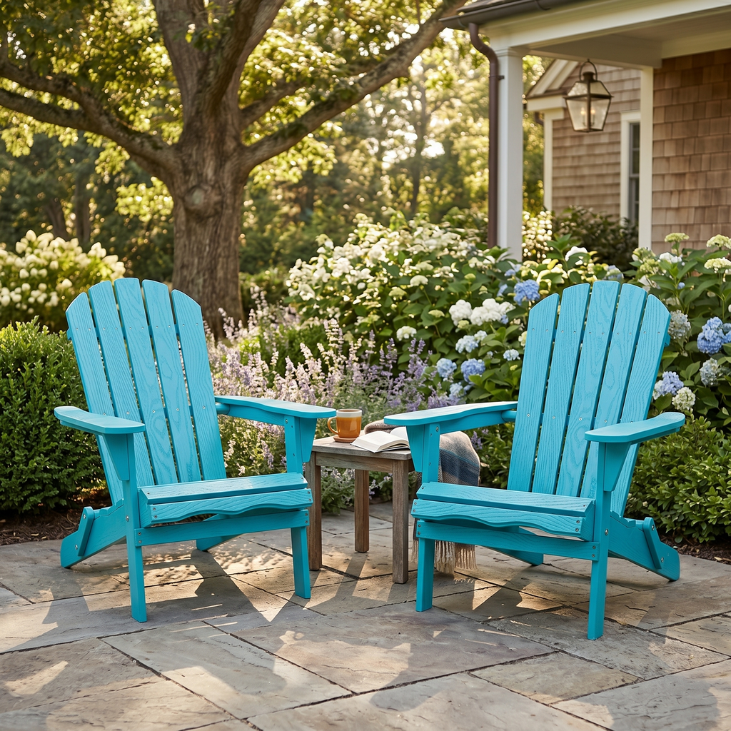 Wood Lounge Patio Chair for Garden Outdoor Wooden Folding Embossed Adirondack Chair Solid Wood Lounge Patio Chair with Wood Grain