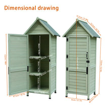 Load image into Gallery viewer, Outdoor Wooden Storage Shed, Tall Narrow Garden Tool Cabinet with Lockable Door &amp; 2 Shelves, Waterproof Asphalt Roof, Vertical Tool Organizer for Patio, Backyard, Lawn