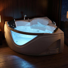 Load image into Gallery viewer, 59" light luxury double corner whirlpool bathtub, 20 sets of multi-directional massage nozzles, chromotherapy healing atmosphere, brand-level certified accessories