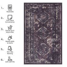 Load image into Gallery viewer, MAVAL Black Washable Rug 2' x 3' Doormat Rug (Black+Burgundy, 2' x 3') Modern, Contemporary, Non-Shedding &amp; Easy to Clean, Ideal for Living Room, Bedroom, Dining Space, 36*24 inch