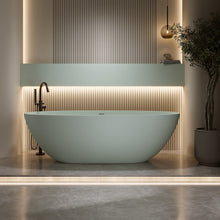 Load image into Gallery viewer, 67'' Freestanding Bathtub Resin Stone Soaking Bathtub Solid Surface Modern Tubs with Overflow and Pop-up Drain