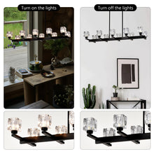 Load image into Gallery viewer, Chandelier for Dining Room, 10-Light Black Farmhouse Linear Pendant Light Fixture, Modern Crystal Hanging Lighting Chandelier for Kitchen Island, Bar, Long Table, G9 Bulb(10*G9*MAX 40W)
