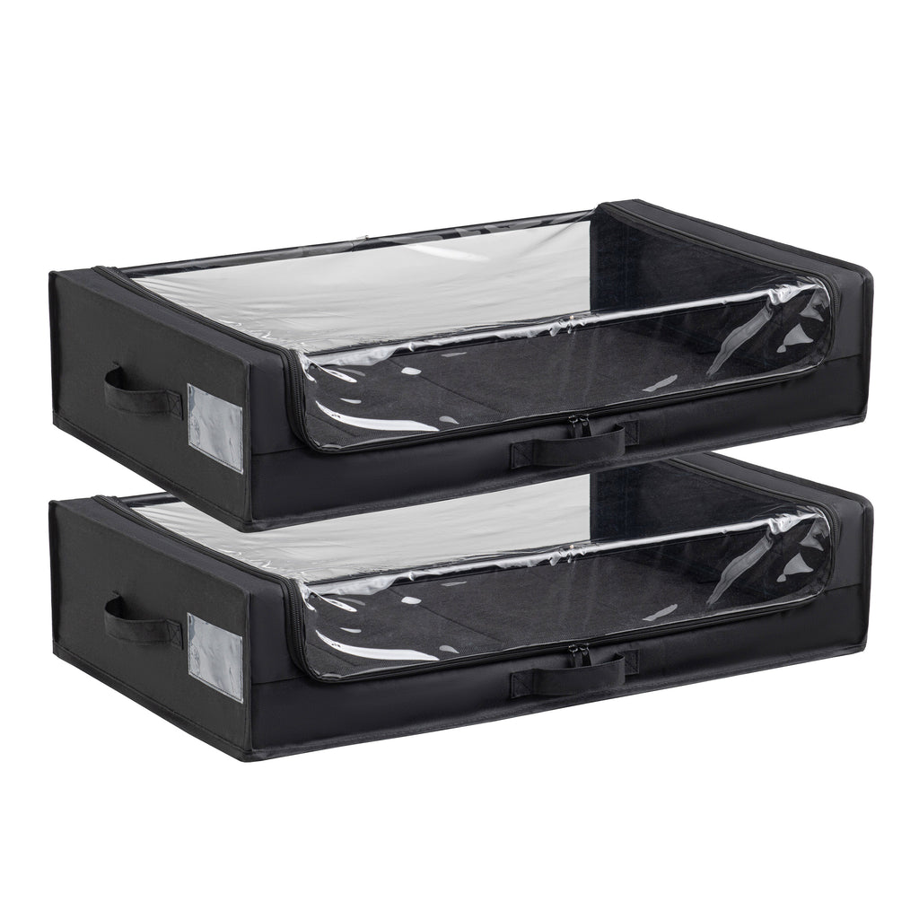 Set of 2 Under-Bed Rolling Storage Container with Transparent Cover, Versatile Space-Saving Design, and Smooth-Glide Multi-Directional Wheels – Ideal for Organizing Clothes, Shoes, and More