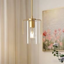 Load image into Gallery viewer, Modern Industrial Pendant Light with Clear Glass Shade, Adjustable Metal Pendant Lighting for Kitchen Island Dining Room Entryway, Easy Clean Glare-Free Home Light Fixture