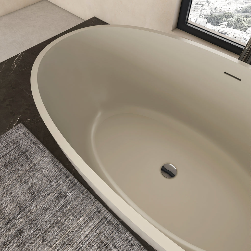 55 inch freestanding solid surface soaking bathtub for bathroom