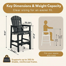 Load image into Gallery viewer, HDPE Bar Height Adirondack Chair with Cup Holder, All-Weather Outdoor Patio Bar Chair with Armrests 1 Piece(BK)