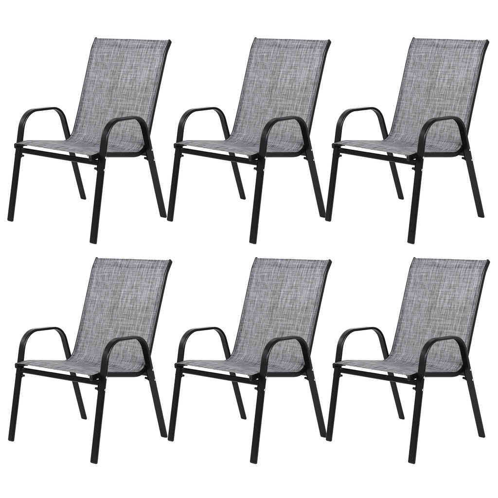 4 Piece Patio Chairs, Outdoor Camping Chairs with Breathable Textilene Fabric, Set of 4 Garden Chairs with Armrest High Backrest for Garden Patio Pool Beach Yard Space Saving ( Grey)