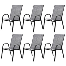 Load image into Gallery viewer, 4 Piece Patio Chairs, Outdoor Camping Chairs with Breathable Textilene Fabric, Set of 4 Garden Chairs with Armrest High Backrest for Garden Patio Pool Beach Yard Space Saving ( Grey)