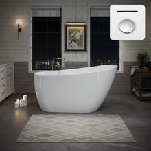 Load image into Gallery viewer, 55" Acrylic Freestanding Bathtub, Deep Soaking Contemporary Stand Alone Bath Tub with Pop-up Drain &amp; Integrated Overflow, Chrome-Finish Drain Cover, Glossy White GF-26A04-55