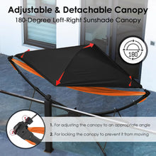 Load image into Gallery viewer, Portable Outdoor/Garden Hammock with Quick-Fold Stand, Adjustable Sunshade, and Storage Bag Adult/Child Hammock Chair Heavy-Duty Hammock Suitable for Camping, Home Gardens, Hotels, Outdoors, Beaches
