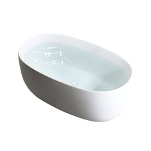 Load image into Gallery viewer, 47'' Independent solid surface resin stone bathtub, a modern designed independent bathtub with pop-up drainage and overflow pipes, suitable for small households