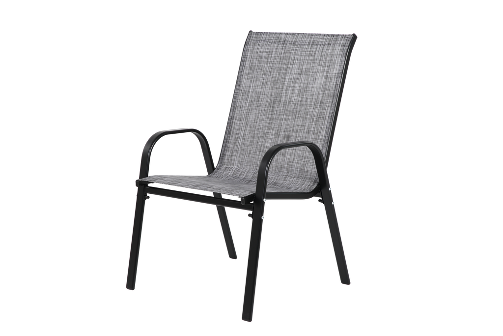 4 Piece Patio Chairs, Outdoor Camping Chairs with Breathable Textilene Fabric, Set of 4 Garden Chairs with Armrest High Backrest for Garden Patio Pool Beach Yard Space Saving ( Grey)