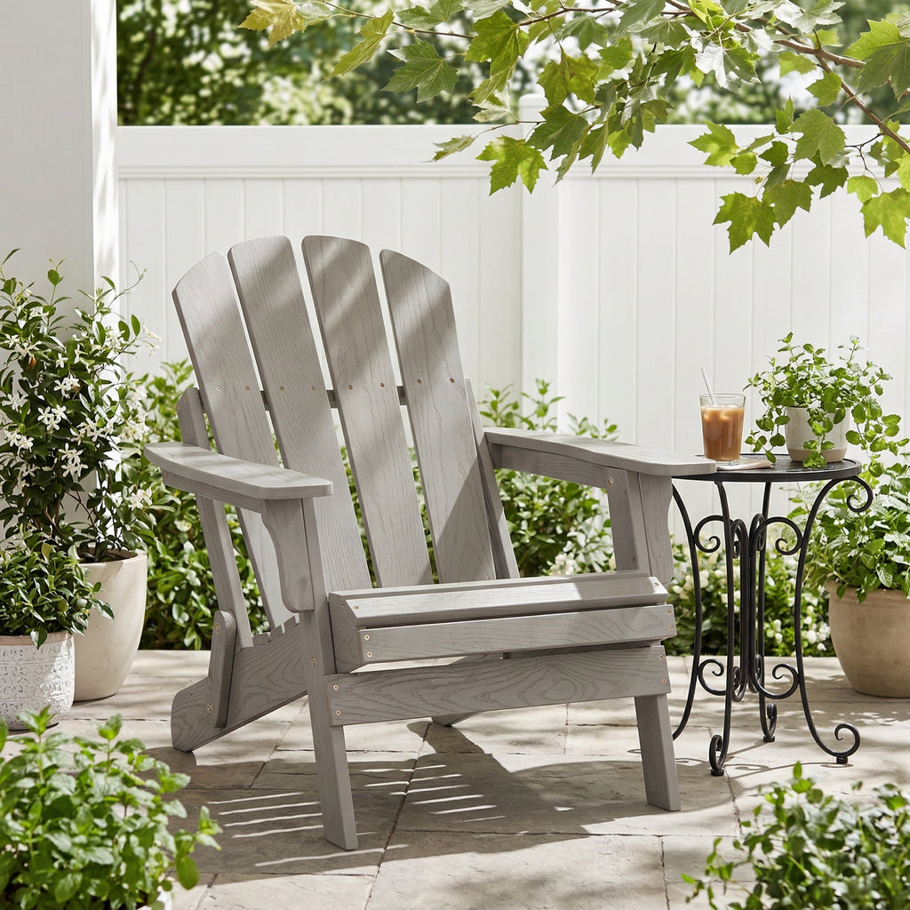Oversize Wooden Outdoor Folding Adirondack Chair with Pre-Assembled BackRest & SeatBoard, Wood Patio Chair for Garden Backyard Porch Pool Deck Firepit