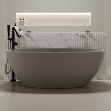Load image into Gallery viewer, 67'' Freestanding Bathtub Resin Stone Soaking Bathtub Solid Surface Modern Tubs with Overflow and Pop-up Drain