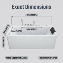 Load image into Gallery viewer, 67-inch single-person luxury whirlpool bathtub, equipped with multiple sets of massage nozzles, featuring a dazzling light therapy atmosphere, and certified with precision craftsmanship accessories