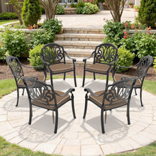 Load image into Gallery viewer, Cast Aluminum Patio Dining Chair 2PCS With Black Frame and Blue Cushions (same sku: W171091759)