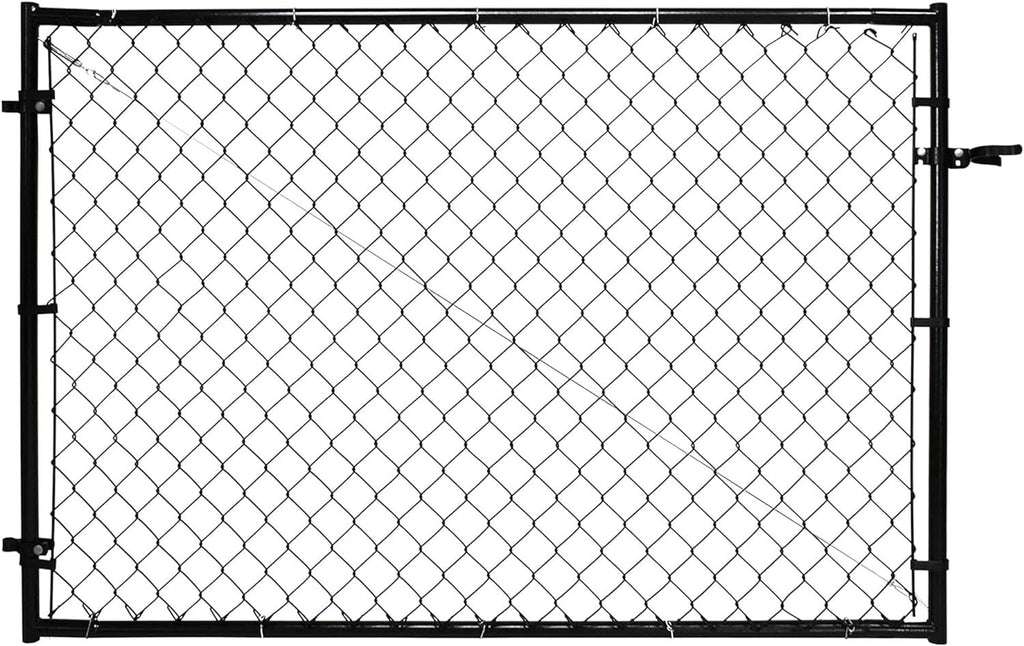 Adjustable 3.8FT Chain Link Walk Gate Kit, Round Corner Frame Design, Heavy-Duty Galvanized Steel Outdoor Fencing Gate, DIY Fit for Garden, Patio, and Pool Decks