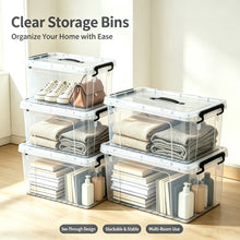 Load image into Gallery viewer, 4 Pack 90 QT Plastic Storage Bins with Lids,Clear Stackable Bins with Secure Latches and Handles Heavy-Duty Storage Containers For Home Office and Garage Organization