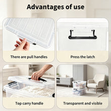 Load image into Gallery viewer, 4 Pack 90 QT Plastic Storage Bins with Lids,Clear Stackable Bins with Secure Latches and Handles Heavy-Duty Storage Containers For Home Office and Garage Organization