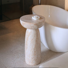 Load image into Gallery viewer, Natural Stone Grain Mushroom Shape Side Table, 13in Waterproof Freestanding Patio End Table, Decor Accent Table for Balcony Yard Hallway Sofa Side Decor
