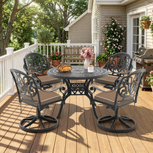 Load image into Gallery viewer, Ø39.37-inch Cast Aluminum Patio Dining Table With Black Frame and Umbrella Hole (same sku: W171084477)