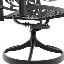 Load image into Gallery viewer, Cast Aluminum Patio Swivel Chair 2PCS With Black Frame and Brown Cushions