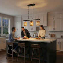 Load image into Gallery viewer, Elysian Three Lights Island With Natural Rattan Shade Farmhouse Chain Ceiling Lamp