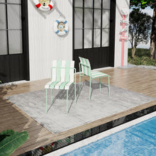 Load image into Gallery viewer, Summer - 4-Pack Modern Striped Color Block Chairs - Waterproof PP Seat &amp; Sturdy Metal Legs, Indoor/Outdoor Dining Set for Patio, Balcony, Café (White &amp; Yellow)