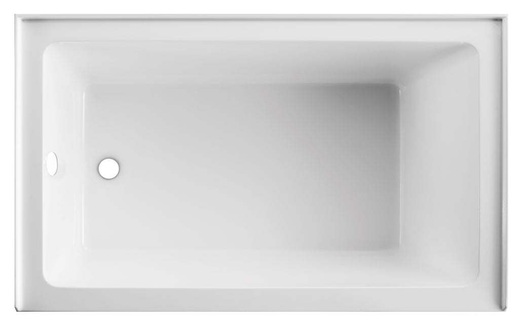 60" x 36" Alcove Bathtub, Acrylic Soaking Tub with Ergonomic Backrest, Anti-Slip Base, Left Drain, Glossy White