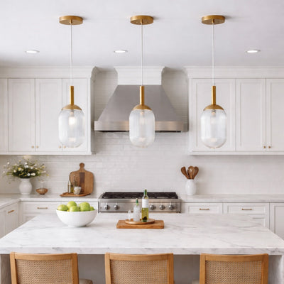 Modern Style Pendant Lamp - Bronze and Clear 110-120V Bedside Lamp Bedroom/Living Room Ceiling Light