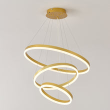 Load image into Gallery viewer, Modern Gold Led Chandelier 3 Rings Gold Dimmable  LED Chandeliers Light Fixture for Kitchen Island Height Adjustable Chandelier Led Pendant Light for Dining Room Bedroom Living Room