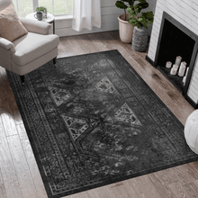 Load image into Gallery viewer, MAVAL Black Washable Rug 2' x 3' Doormat Rug (Black+Gray, 2' x 3') Modern, Contemporary, Non-Shedding &amp; Easy to Clean, Ideal for Living Room, Bedroom, Dining Space, 36*24 inch