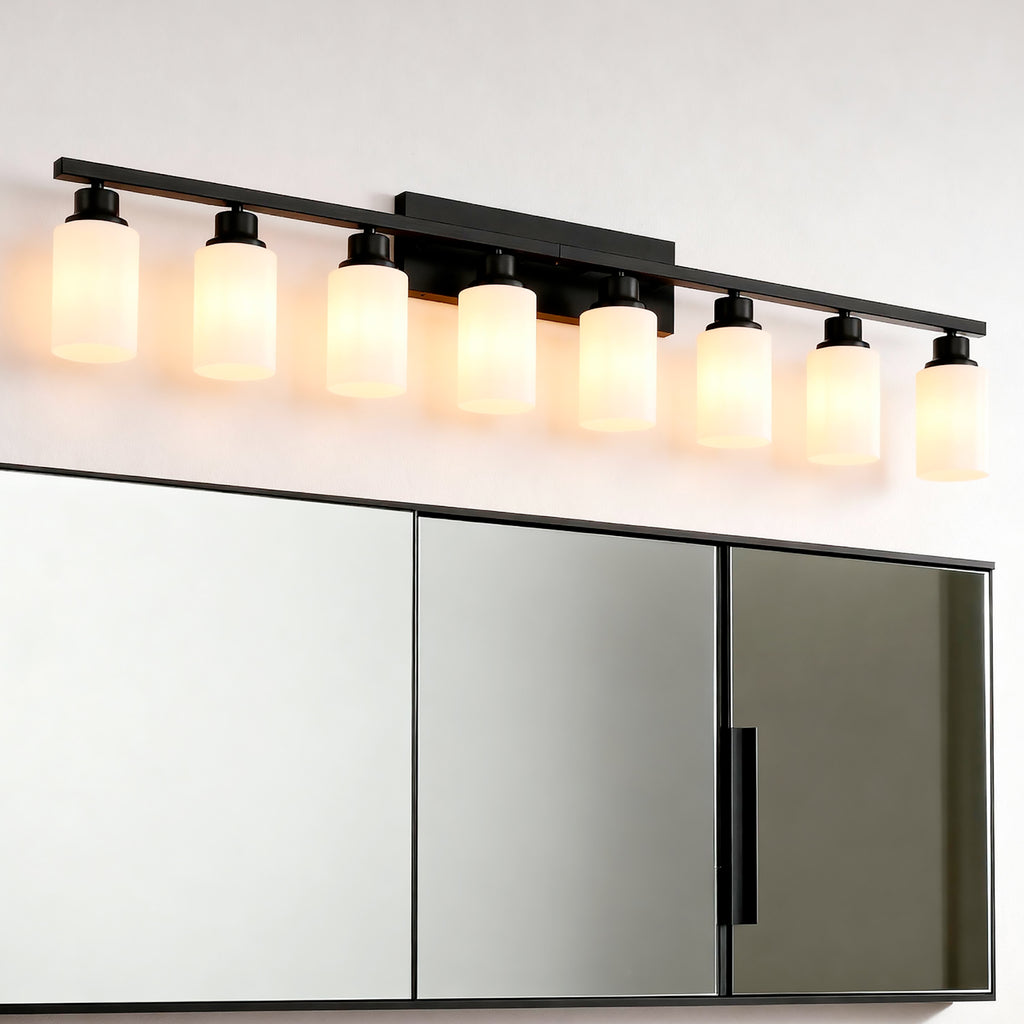6-Light Matte Black Wall Lamps with White Glass Shades (No Bulbs) Sconce Lighting for Bedroom Living Room