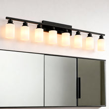 Load image into Gallery viewer, 6-Light Matte Black Wall Lamps with White Glass Shades (No Bulbs) Sconce Lighting for Bedroom Living Room