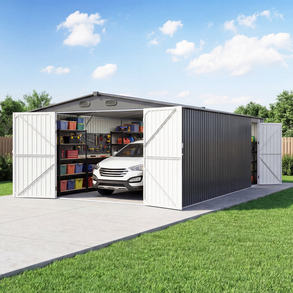 Chery Industrial Heavy-Duty Metal Garage Shed 20'x13'