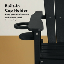 Load image into Gallery viewer, HDPE Bar Height Adirondack Chair with Cup Holder, All-Weather Outdoor Patio Bar Chair with Armrests 1 Piece(BK)