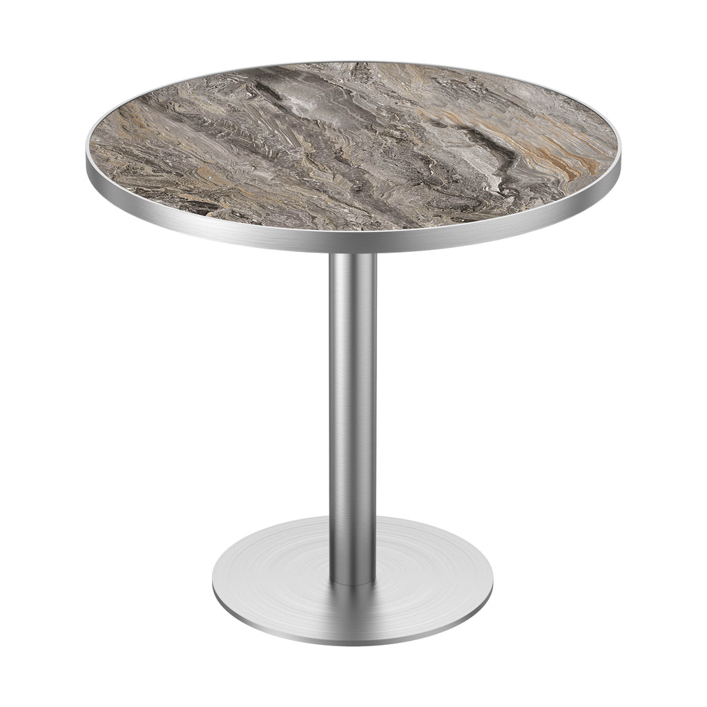 31.5" Round Modern Tulip Dining Table, Sintered Stone Tabletop with Luxury Faux Marble Print, Stainless Steel Bracket Base, Scratch & Wear Resistant, Waterproof Surface, Ideal for Indoor & Outdoor Use