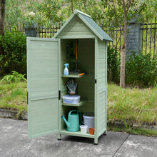 Load image into Gallery viewer, Outdoor Wooden Storage Shed, Tall Narrow Garden Tool Cabinet with Lockable Door &amp; 2 Shelves, Waterproof Asphalt Roof, Vertical Tool Organizer for Patio, Backyard, Lawn