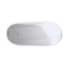 Load image into Gallery viewer, 67"Special-shaped Freestanding Slipper Bathtub: Gloss White Finish, Chrome Overflow &amp; Pop-Up Drain, cUPC Certified