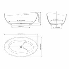 Load image into Gallery viewer, 63 inch freestanding solid surface soaking bathtub for bathroom