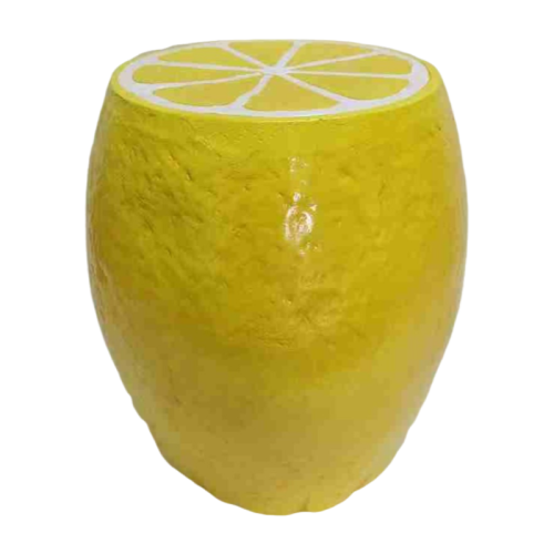 Yellow Lemon Fruit Stool, 14"Oversized Resin Stool, Side Table, Home Decor Plant Stand Garden Indoor Outdoor Decorations, Multi-Purpose Innovative Garden Furniture