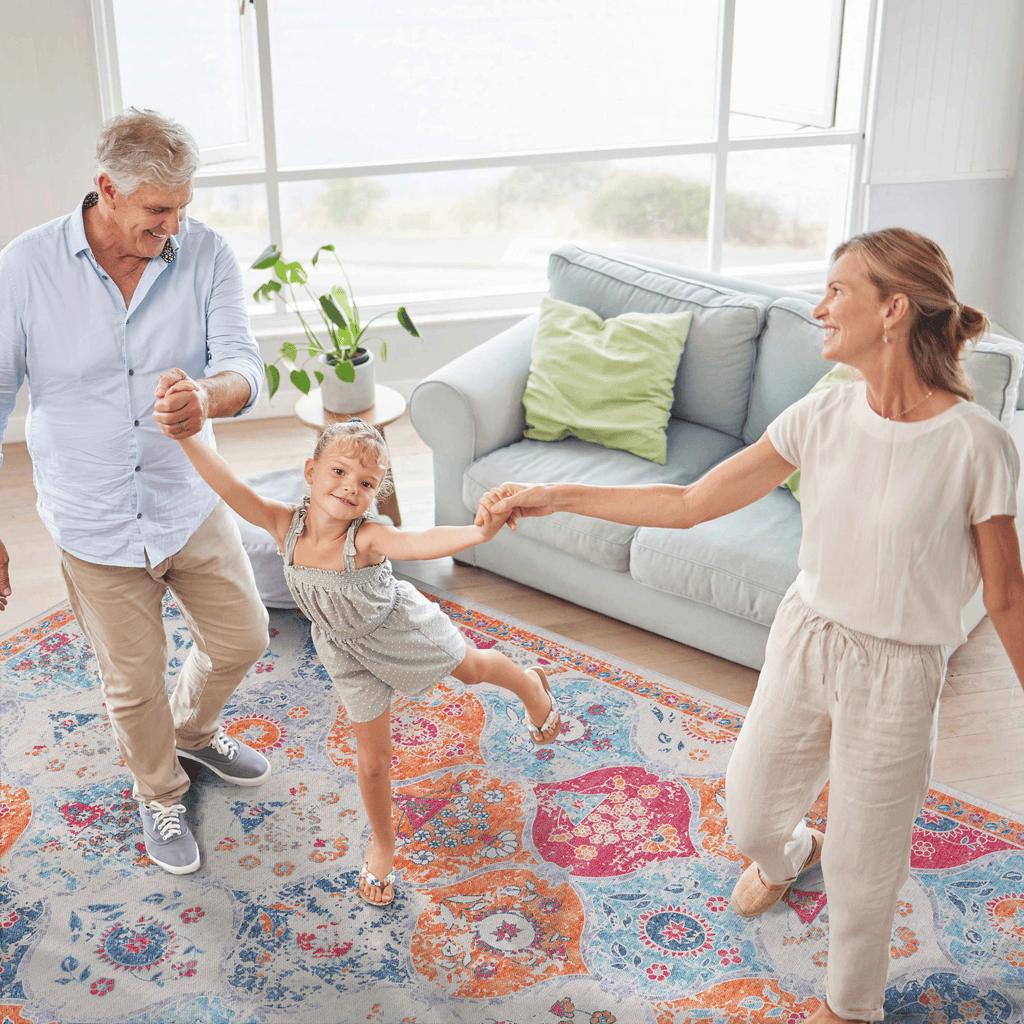 MAVAL Cream Washable Rug 5x8 Area Rug (Cream, 5' x 8') Modern, Contemporary, Non-Shedding & Easy to Clean, Ideal for Living Room, Bedroom, Dining Space, 96*60 inch