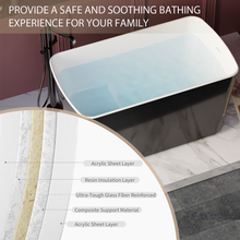 Load image into Gallery viewer, 49'' x 28'' Acrylic Freestanding Soaking Bathtub, Square-shape Japanese Soaking Hot Tub, Sit-In Design with Chrome Overflow and Drain, Available for Express Delivery, Glossy Black 23AMA-49B