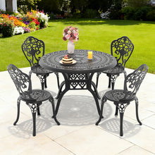 Load image into Gallery viewer, Ø39.37-inch Cast Aluminum Patio Dining Table With Black Frame and Umbrella Hole (same sku: W171084477)
