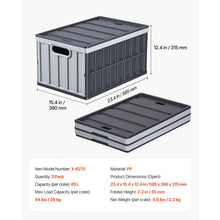 Load image into Gallery viewer, Plastic Collapsible Storage Bins with Lids, 65L 3 Packs, Stackable Folding Storage Crates with Handles, Holds 84 lbs Per Bin, Heavy Duty Containers, Space-Saving Baskets, for Home Organizing