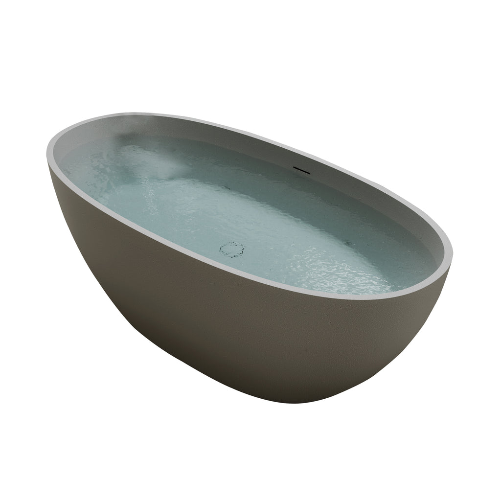 67'' Freestanding Bathtub Resin Stone Soaking Bathtub Solid Surface Modern Tubs with Overflow and Pop-up Drain