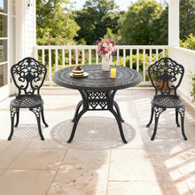 Load image into Gallery viewer, Ø39.37-inch Cast Aluminum Patio Dining Table With Black Frame and Umbrella Hole (same sku: W171084477)