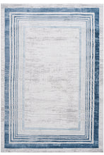 Load image into Gallery viewer, MARFI Collection 2.X3. Blue / Ivory / Bordered Doormat Rug Modern, Contemporary, Non-Shedding &amp; Easy to Clean, Ideal for Living Room, Bedroom, Dining Space, 36*24 inch